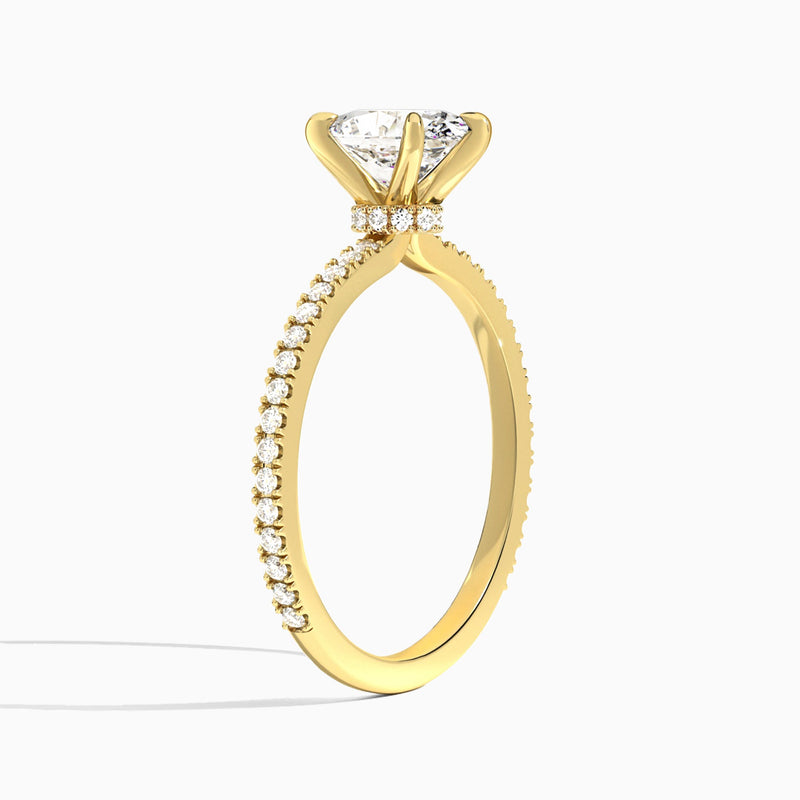 Oval Aurea Lab Grown Diamond Engagement Ring In 18K Yellow Gold, Angle View
