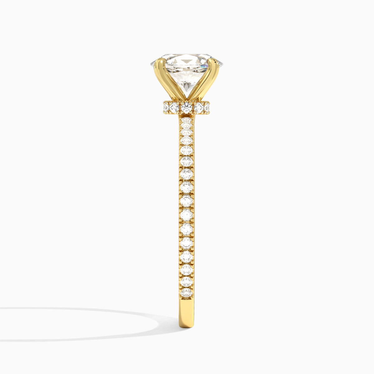 Oval Aurea Lab Grown Diamond Engagement Ring In 18K Yellow Gold, Side View