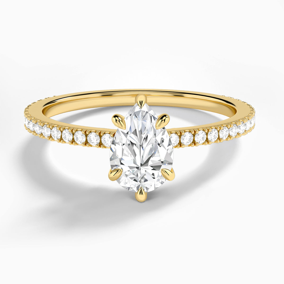 Pear Aurea Lab Grown Diamond Engagement Ring In 14K Yellow Gold - Lucenjuri