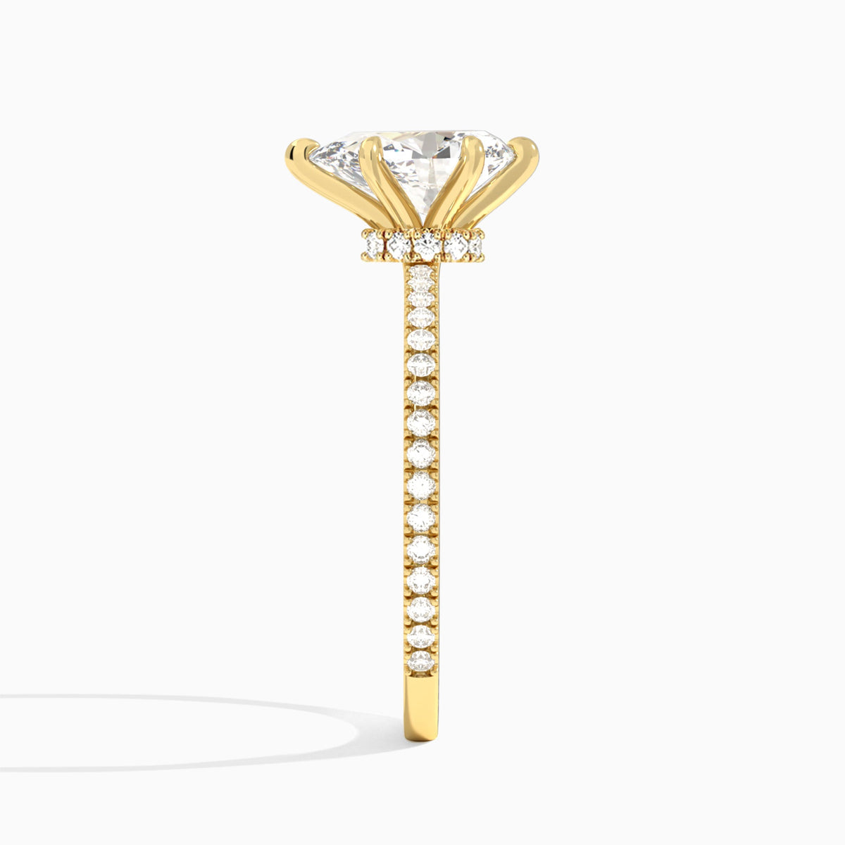 Pear Aurea Lab Grown Diamond Engagement Ring In 14K Yellow Gold, Side View