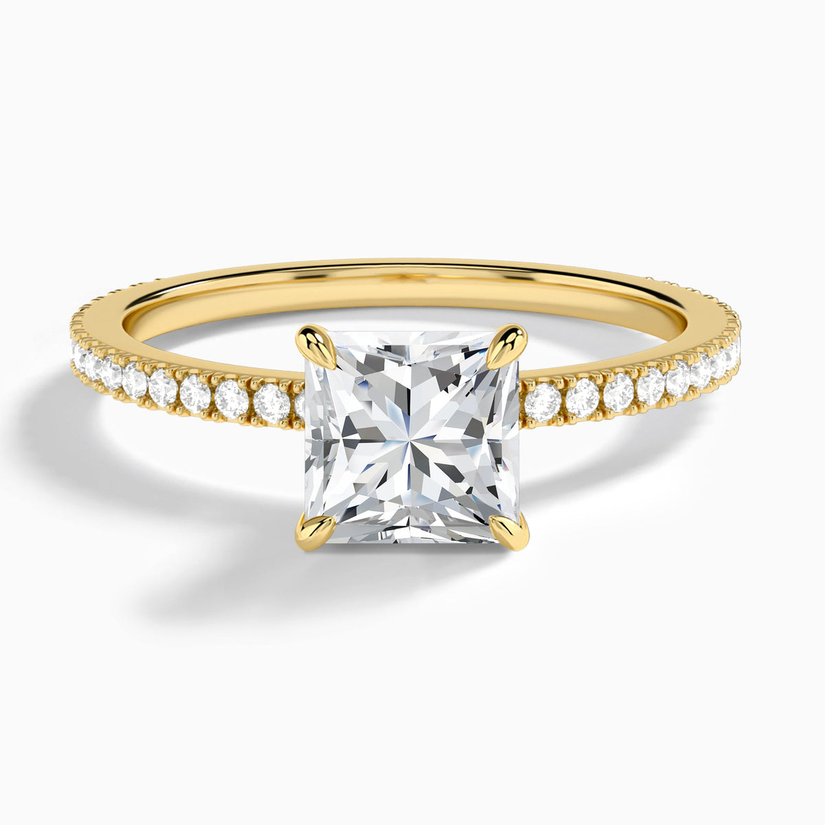 Princess Aurea Lab Grown Diamond Engagement Ring In 18K Yellow Gold - Lucenjuri