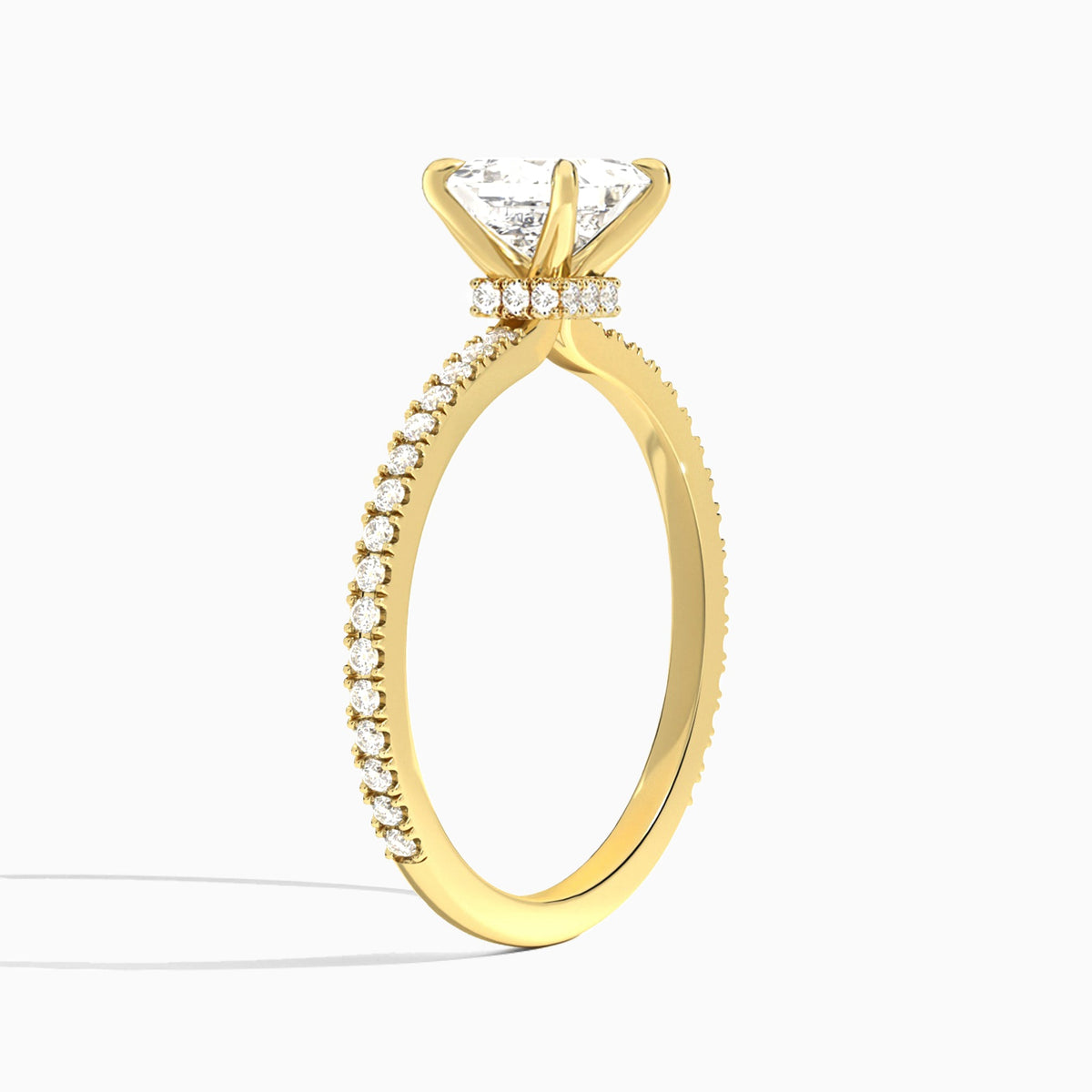 Princess Aurea Lab Grown Diamond Engagement Ring In 14K Yellow Gold, Angle View