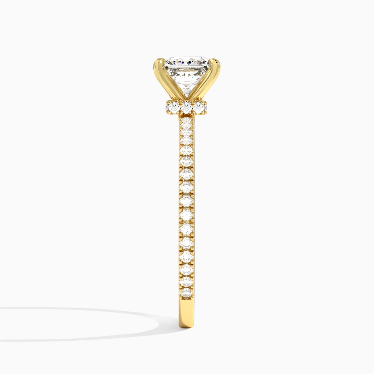 Princess Aurea Lab Grown Diamond Engagement Ring In 18K Yellow Gold, Side View