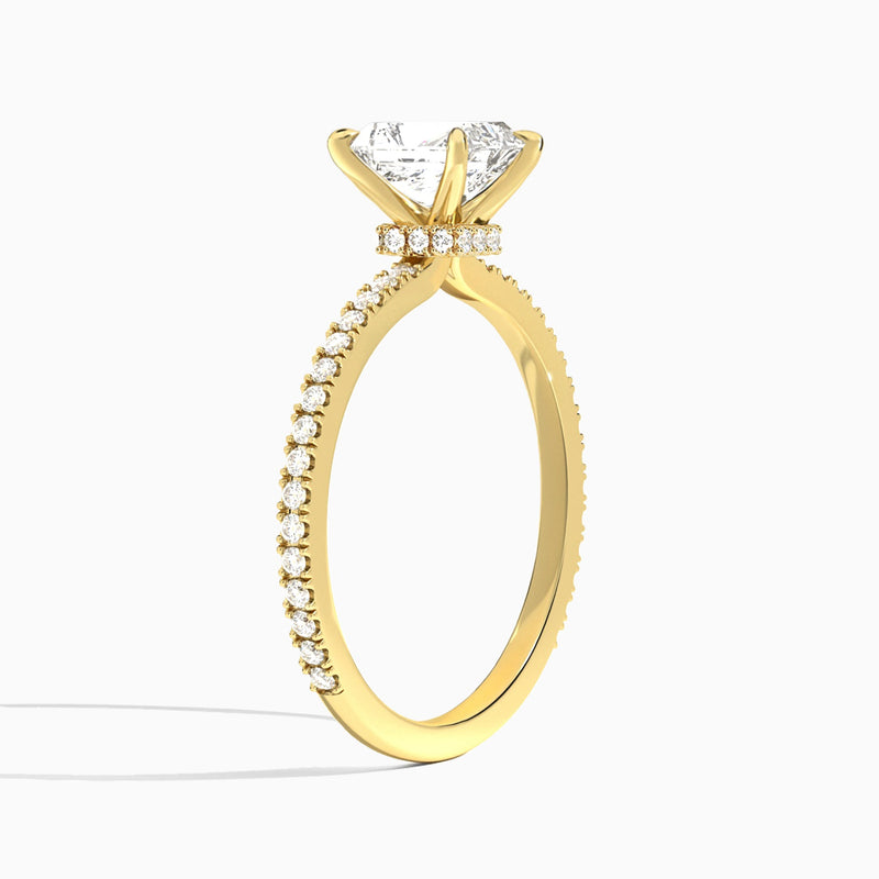Radiant Aurea Lab Grown Diamond Engagement Ring In 18K Yellow Gold, Angle View