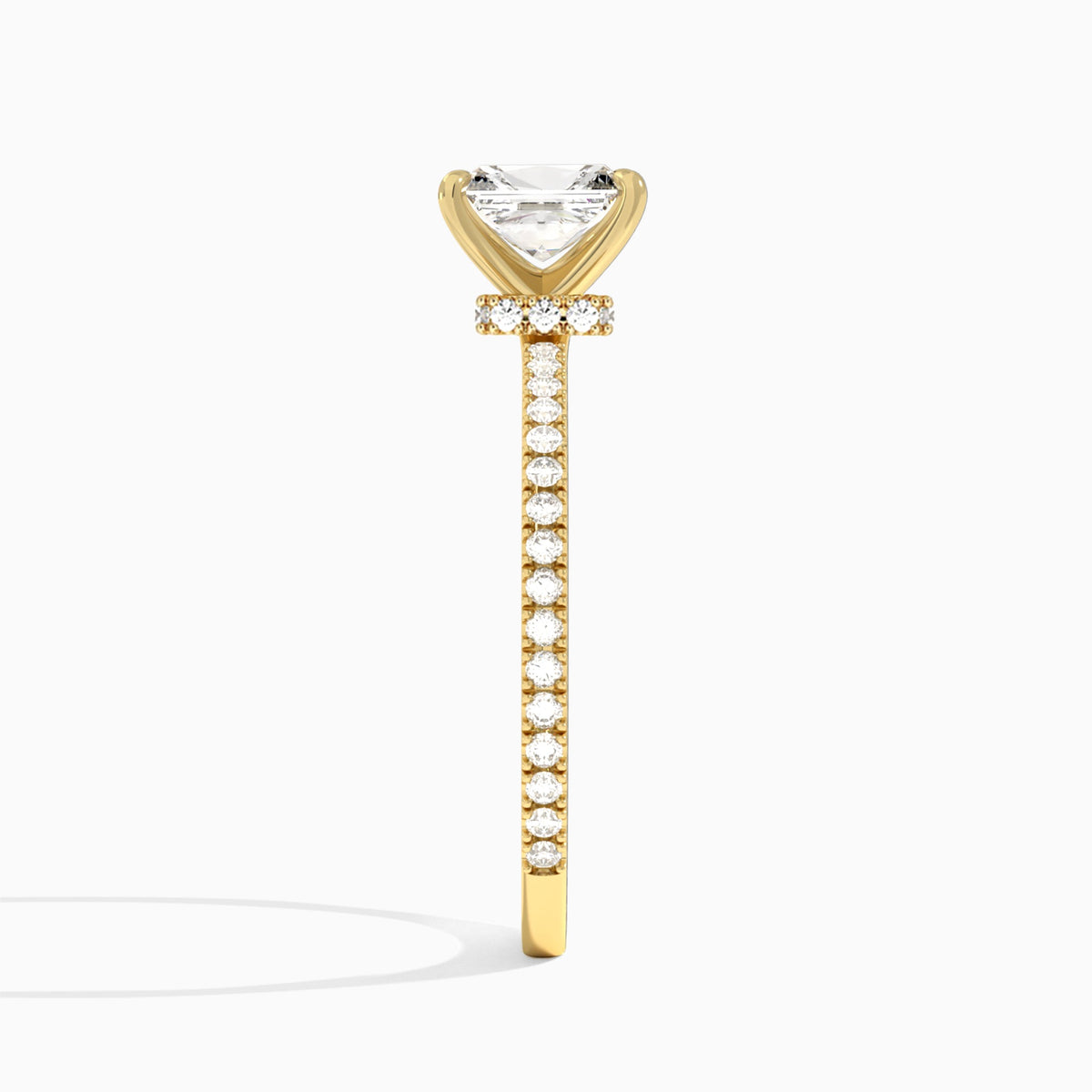 Radiant Aurea Lab Grown Diamond Engagement Ring In 18K Yellow Gold, Side View