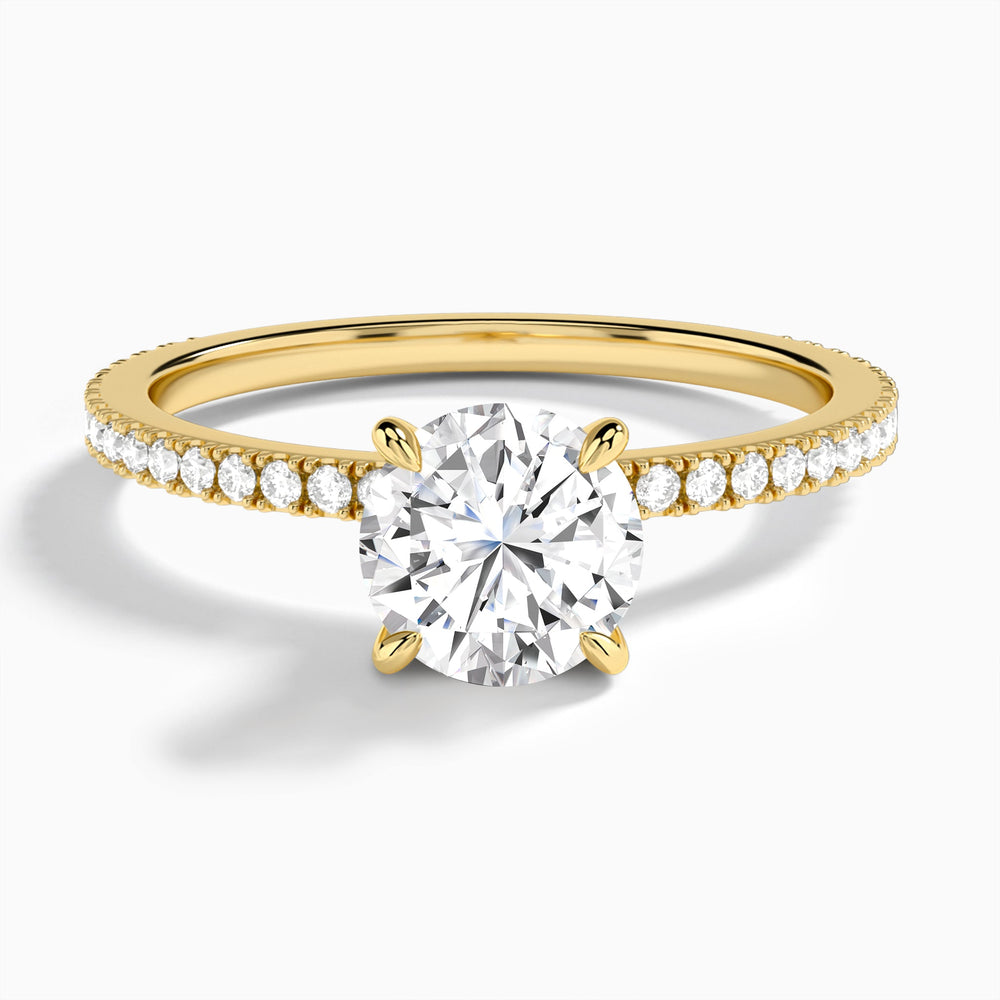 Round Aurea Lab Grown Diamond Engagement Ring In 14K Yellow Gold - Lucenjuri