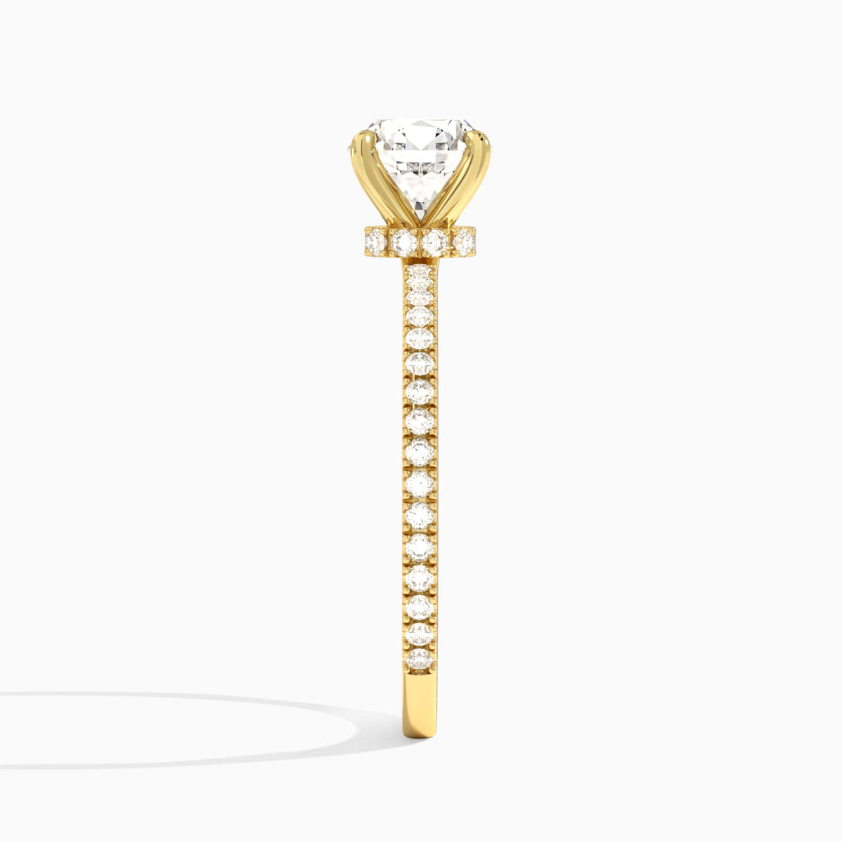 Round Aurea Lab Grown Diamond Engagement Ring In 18K Yellow Gold, Side View