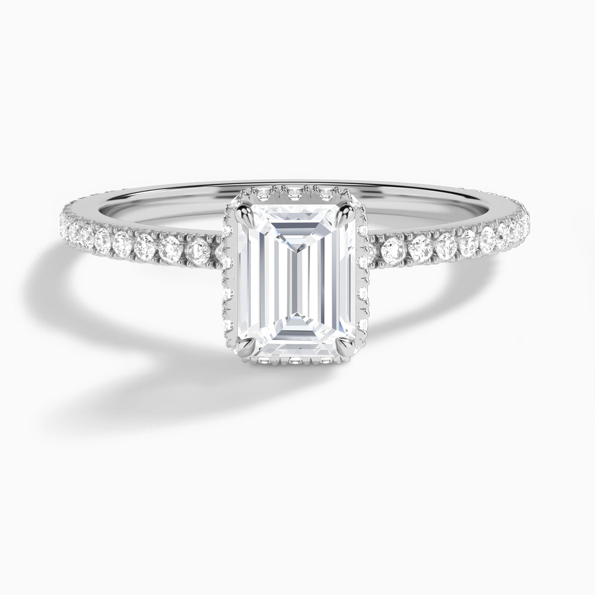 Emerald Maia Pavé Lab Grown Diamond Engagement Ring In Platinum - Lucenjuri
