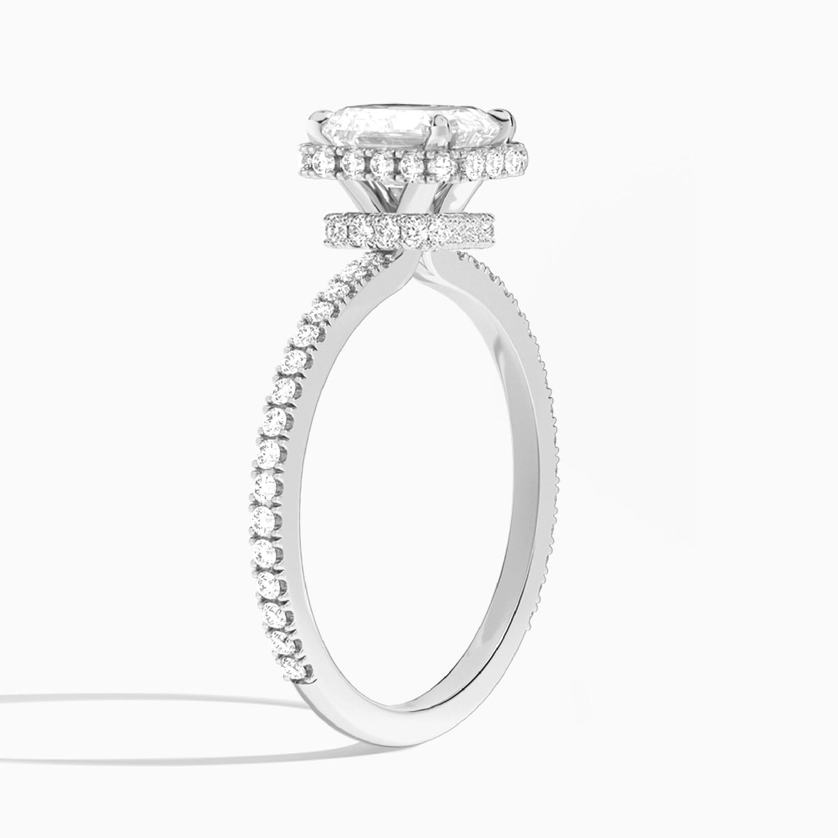 Emerald Maia Pavé Lab Grown Diamond Engagement Ring In Platinum, Angle View