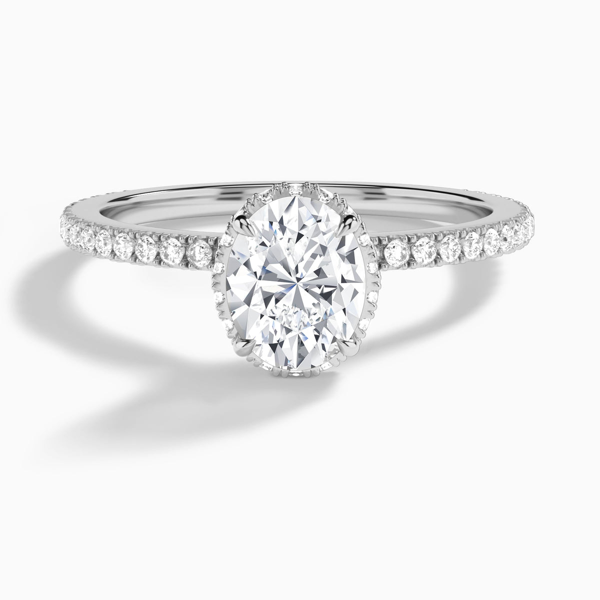 Oval Maia Pavé Lab Grown Diamond Engagement Ring In Platinum - Lucenjuri
