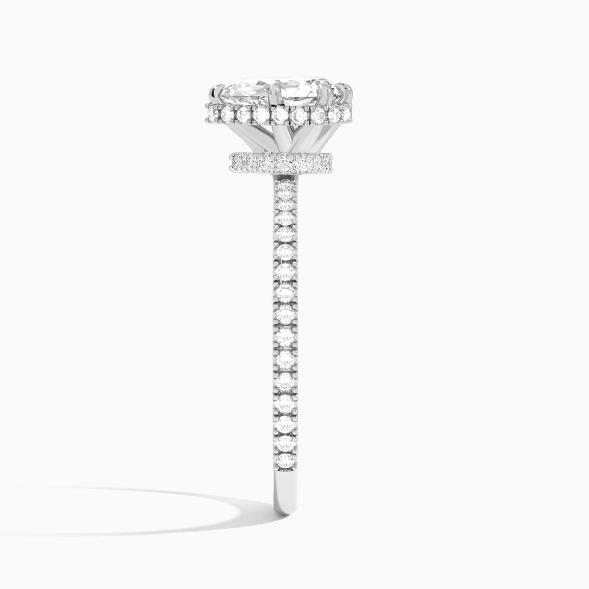 Pear Maia Pavé Lab Grown Diamond Engagement Ring In Platinum, Side View