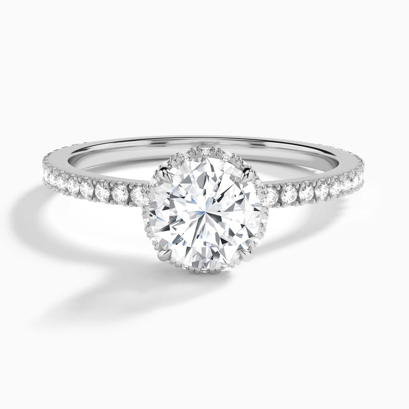 Round Maia Pavé Lab Grown Diamond Engagement Ring In Platinum - Lucenjuri