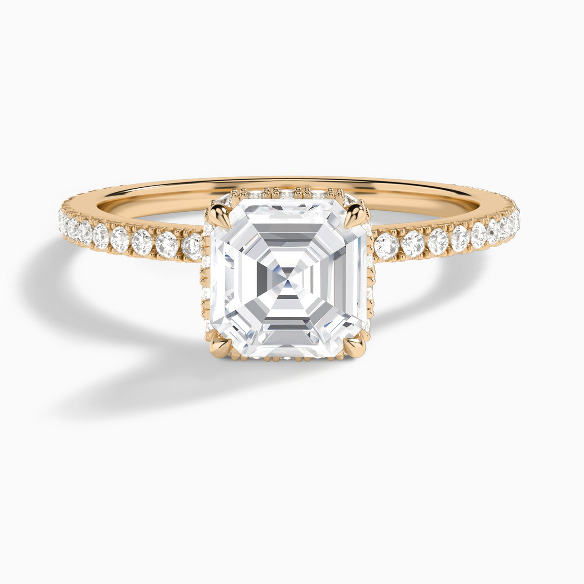 Asscher Maia Pavé Lab Grown Diamond Engagement Ring In 14K Rose Gold - Lucenjuri
