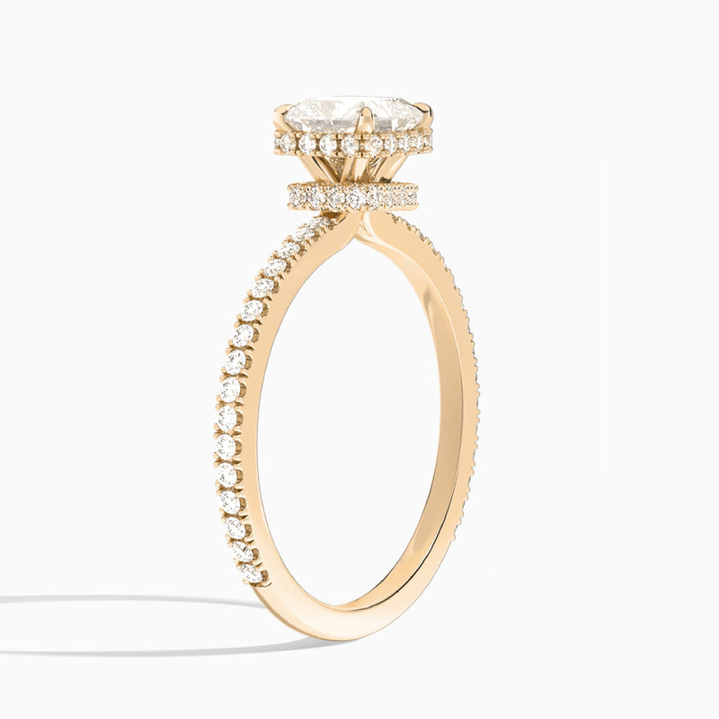 Asscher Maia Pavé Lab Grown Diamond Engagement Ring In 14K Rose Gold, Angle View