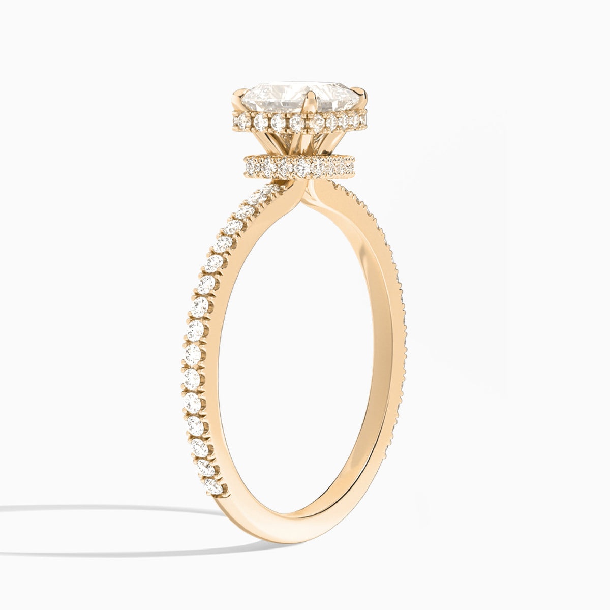 Asscher Maia Pavé Lab Grown Diamond Engagement Ring In 14K Rose Gold, Angle View