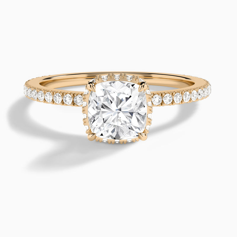 Cushion Maia Pavé Lab Grown Diamond Engagement Ring In 14K Rose Gold - Lucenjuri