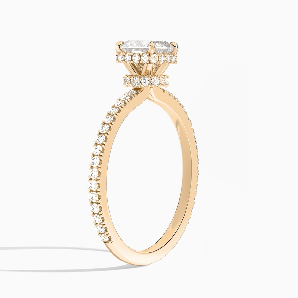 Cushion Maia Pavé Lab Grown Diamond Engagement Ring In 14K Rose Gold, Angle View