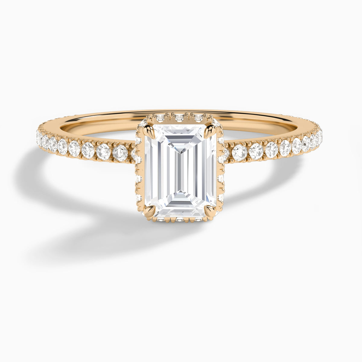 Emerald Maia Pavé Lab Grown Diamond Engagement Ring In 14K Rose Gold - Lucenjuri