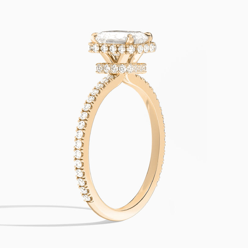 Emerald Maia Pavé Lab Grown Diamond Engagement Ring In 14K Rose Gold, Angle View