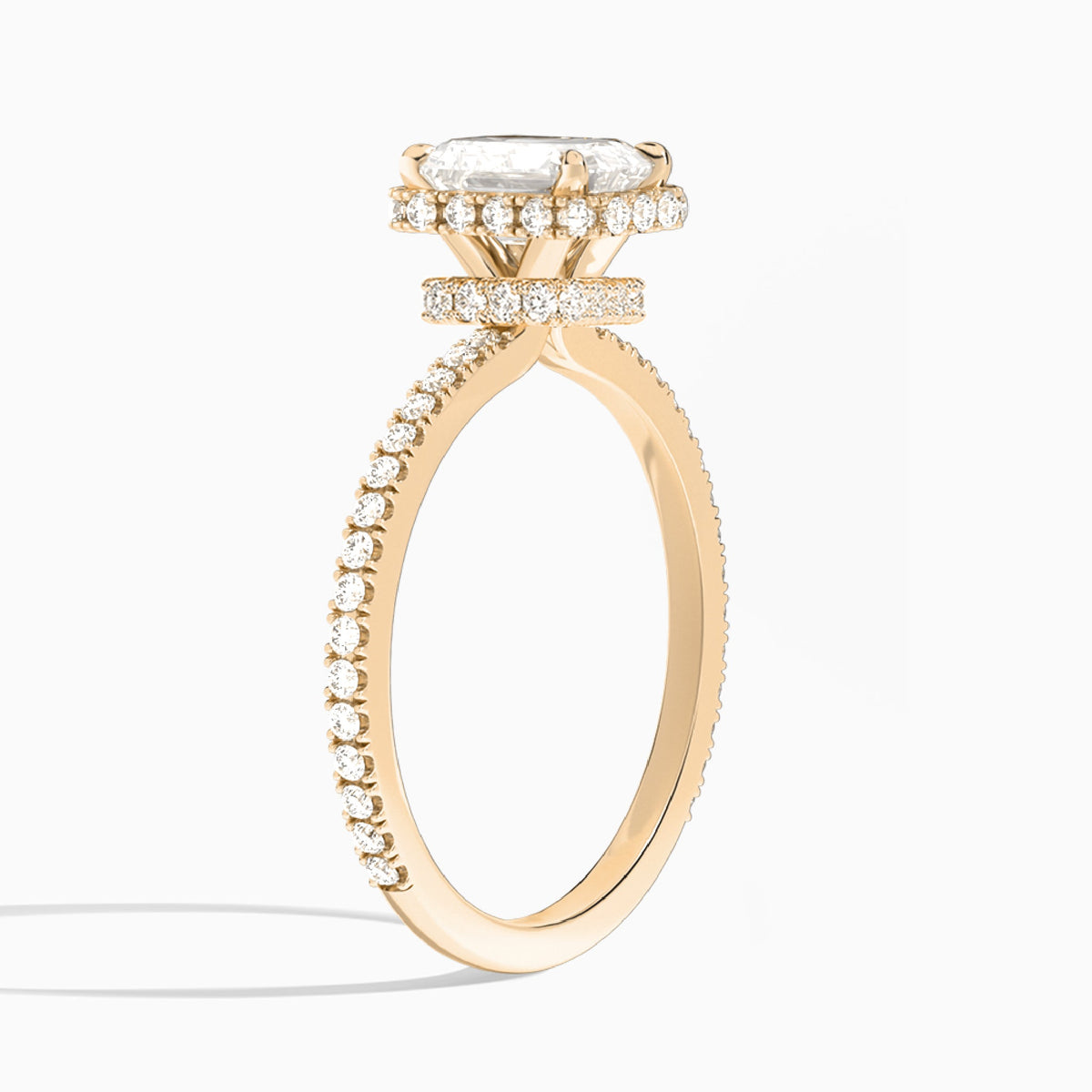 Emerald Maia Pavé Lab Grown Diamond Engagement Ring In 14K Rose Gold, Angle View