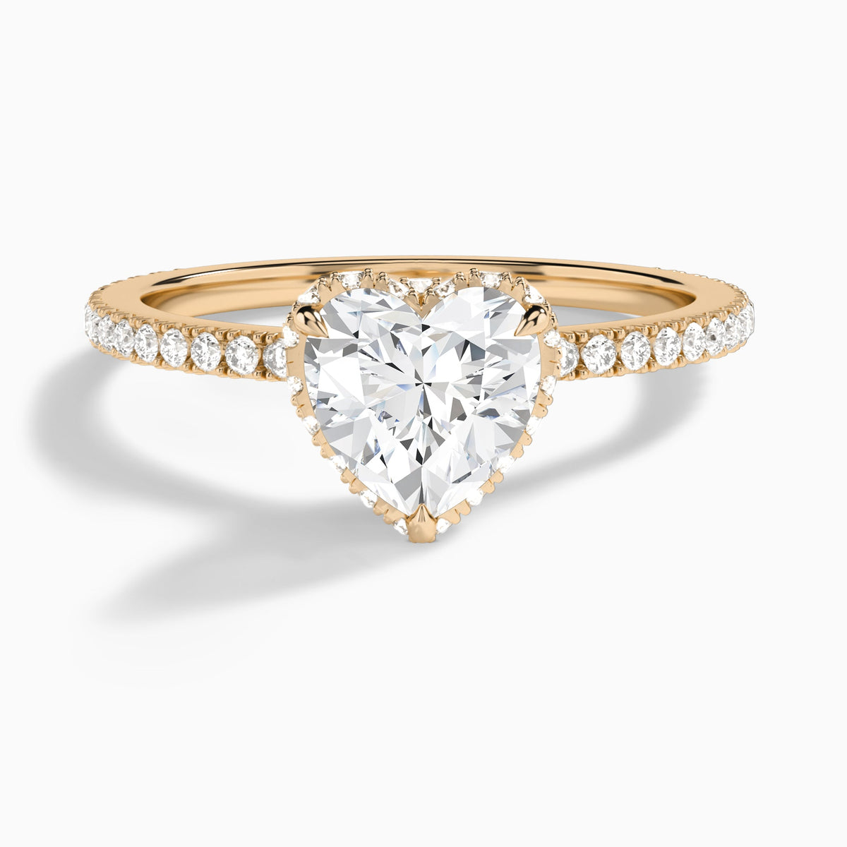 Heart Maia Pavé Lab Grown Diamond Engagement Ring In 14K Rose Gold - Lucenjuri