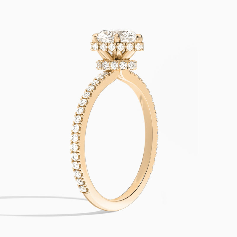 Heart Maia Pavé Lab Grown Diamond Engagement Ring In 14K Rose Gold, Angle View