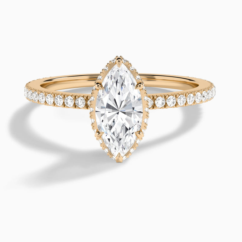Marquise Maia Pavé Lab Grown Diamond Engagement Ring In 14K Rose Gold - Lucenjuri