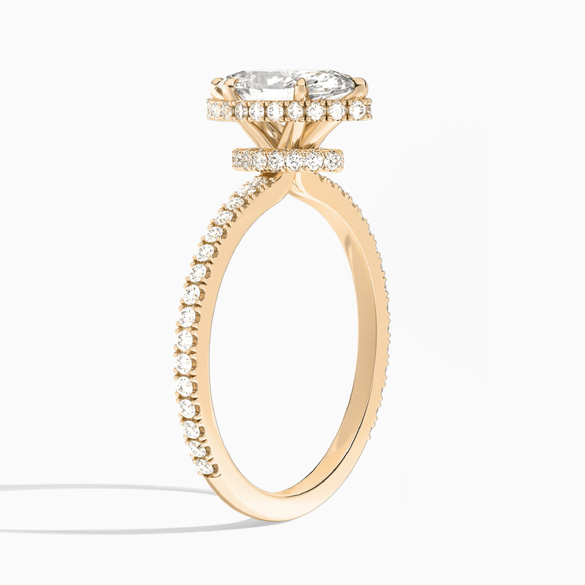 Marquise Maia Pavé Lab Grown Diamond Engagement Ring In 14K Rose Gold, Angle View
