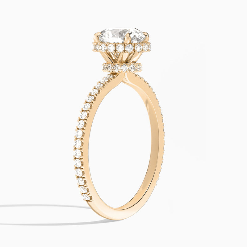 Oval Maia Pavé Lab Grown Diamond Engagement Ring In 14K Rose Gold, Angle View