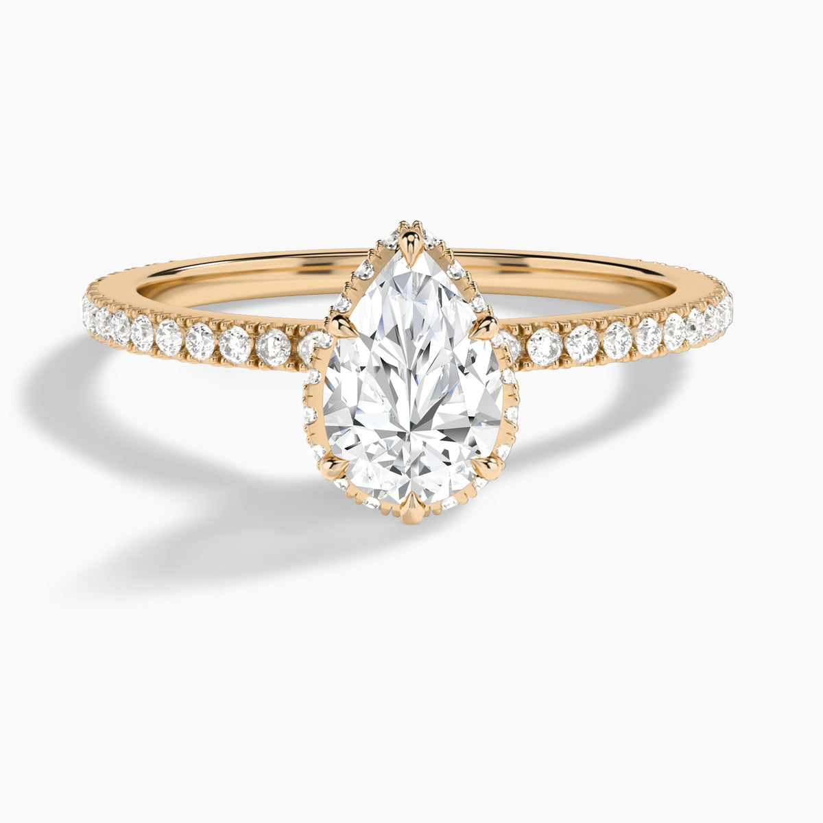 Pear Maia Pavé Lab Grown Diamond Engagement Ring In 14K Rose Gold - Lucenjuri