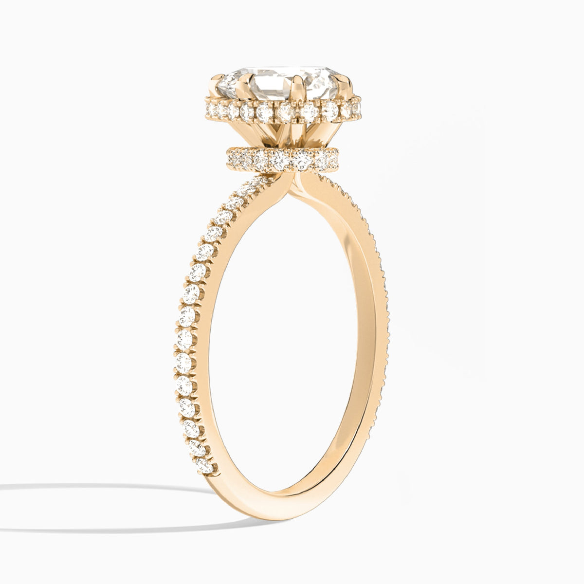 Pear Maia Pavé Lab Grown Diamond Engagement Ring In 14K Rose Gold, Angle View