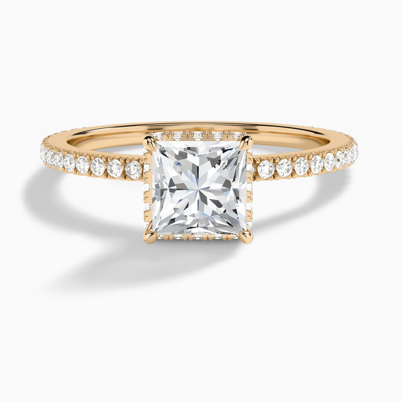 Princess Maia Pavé Lab Grown Diamond Engagement Ring In 14K Rose Gold - Lucenjuri