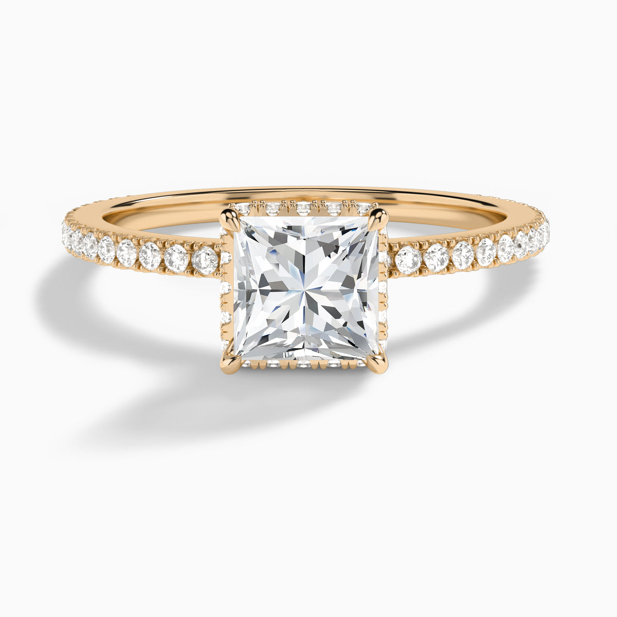 Princess Maia Pavé Lab Grown Diamond Engagement Ring In 14K Rose Gold - Lucenjuri