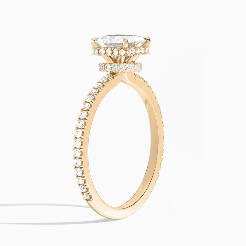 Princess Maia Pavé Lab Grown Diamond Engagement Ring In 14K Rose Gold, Angle View
