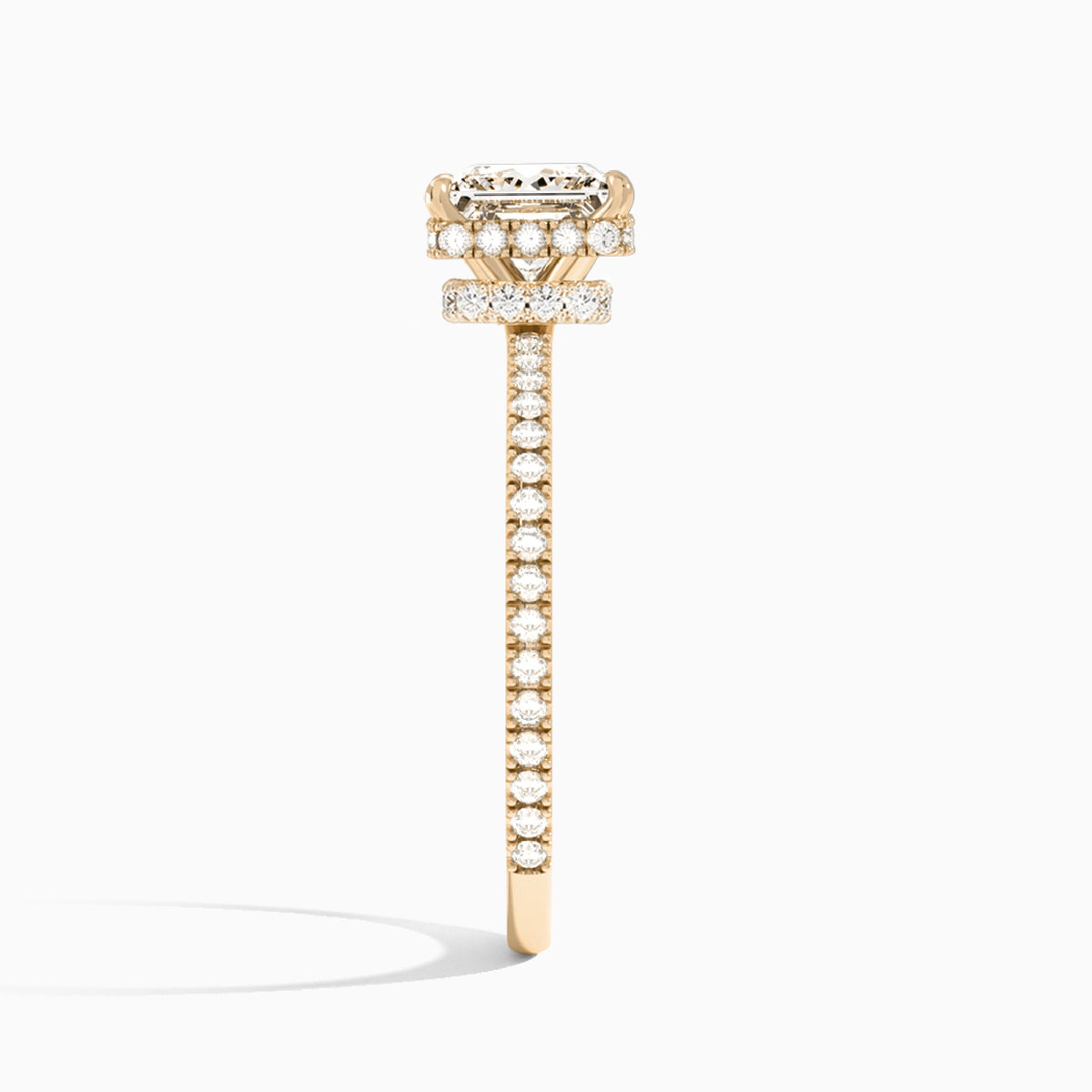 Princess Maia Pavé Lab Grown Diamond Engagement Ring In 14K Rose Gold, Side View
