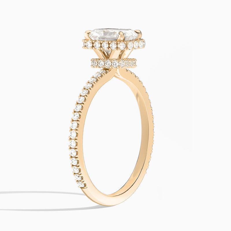Radiant Maia Pavé Lab Grown Diamond Engagement Ring In 14K Rose Gold, Angle View