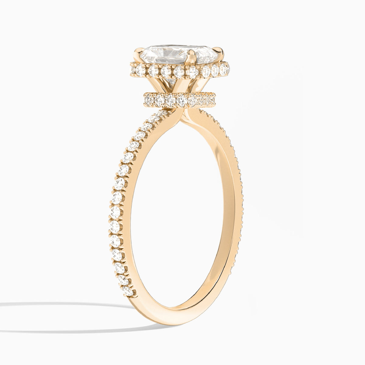 Radiant Maia Pavé Lab Grown Diamond Engagement Ring In 14K Rose Gold, Angle View