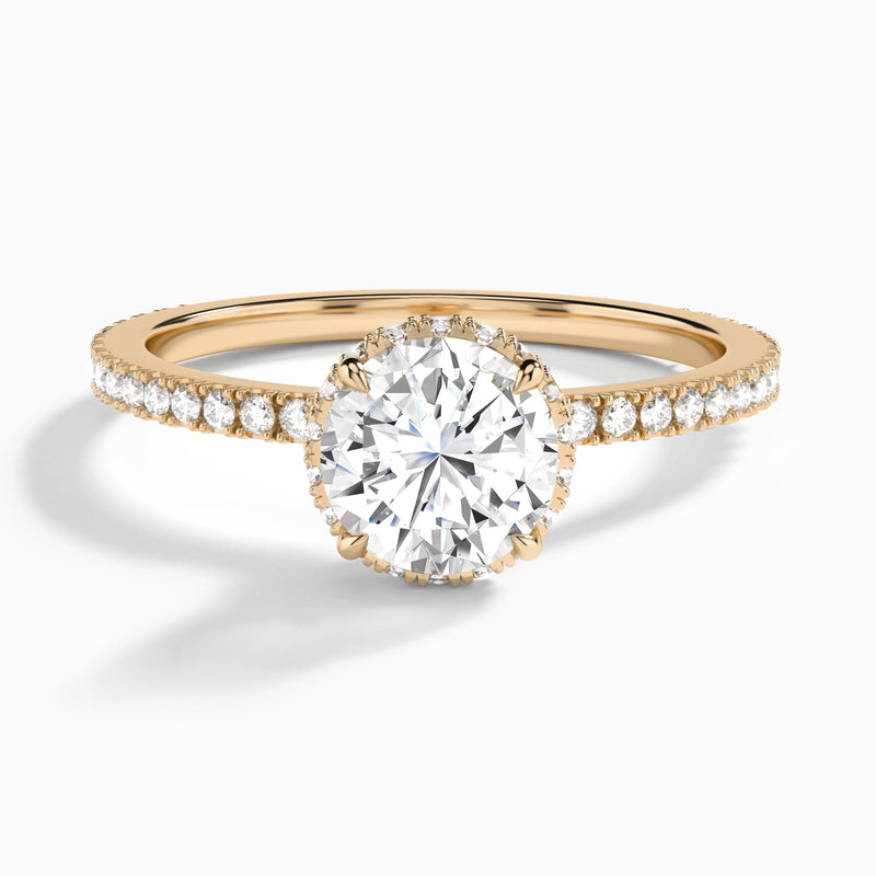 Round Maia Pavé Lab Grown Diamond Engagement Ring In 14K Rose Gold - Lucenjuri