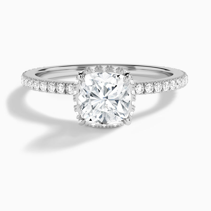 Cushion Maia Pavé Lab Grown Diamond Engagement Ring In 14K White Gold - Lucenjuri