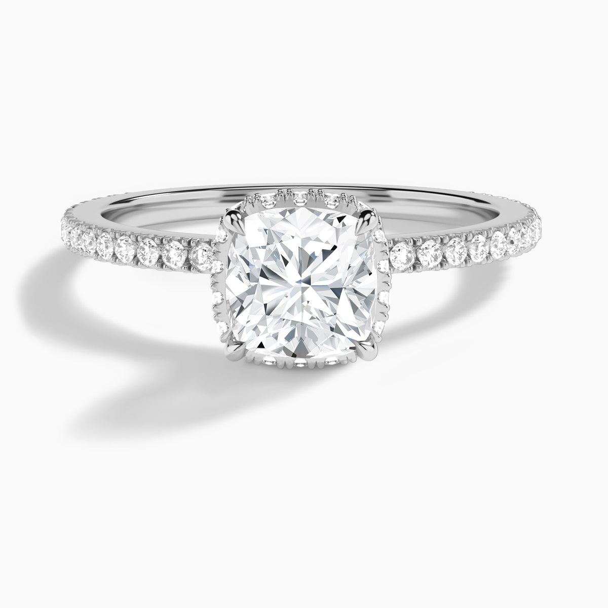 Cushion Maia Pavé Lab Grown Diamond Engagement Ring In 14K White Gold - Lucenjuri