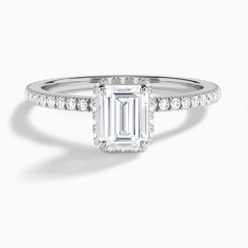 Emerald Maia Pavé Lab Grown Diamond Engagement Ring In 14K White Gold - Lucenjuri