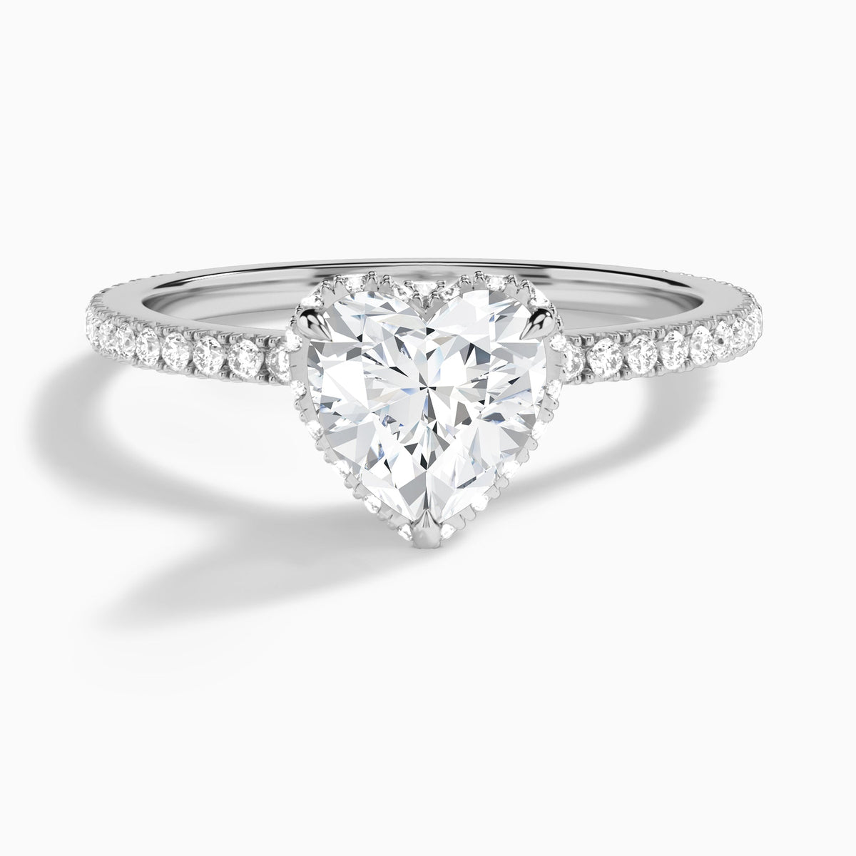 Heart Maia Pavé Lab Grown Diamond Engagement Ring In 18K White Gold - Lucenjuri