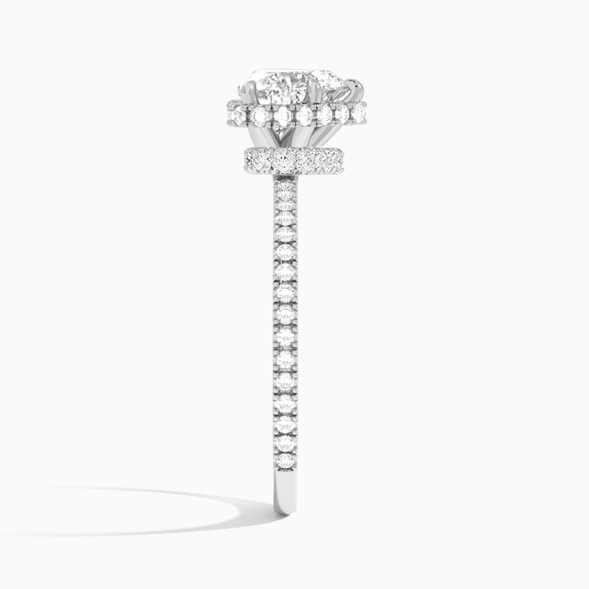 Heart Maia Pavé Lab Grown Diamond Engagement Ring In 14K White Gold, Side View