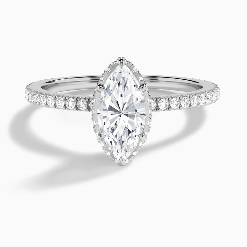 Marquise Maia Pavé Lab Grown Diamond Engagement Ring In 18K White Gold - Lucenjuri
