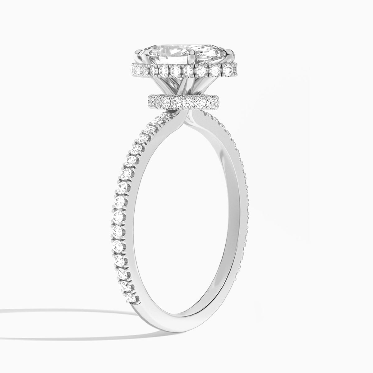 Marquise Maia Pavé Lab Grown Diamond Engagement Ring In 14K White Gold, Angle View
