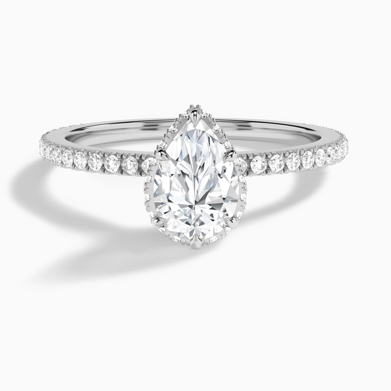 Pear Maia Pavé Lab Grown Diamond Engagement Ring In 14K White Gold - Lucenjuri