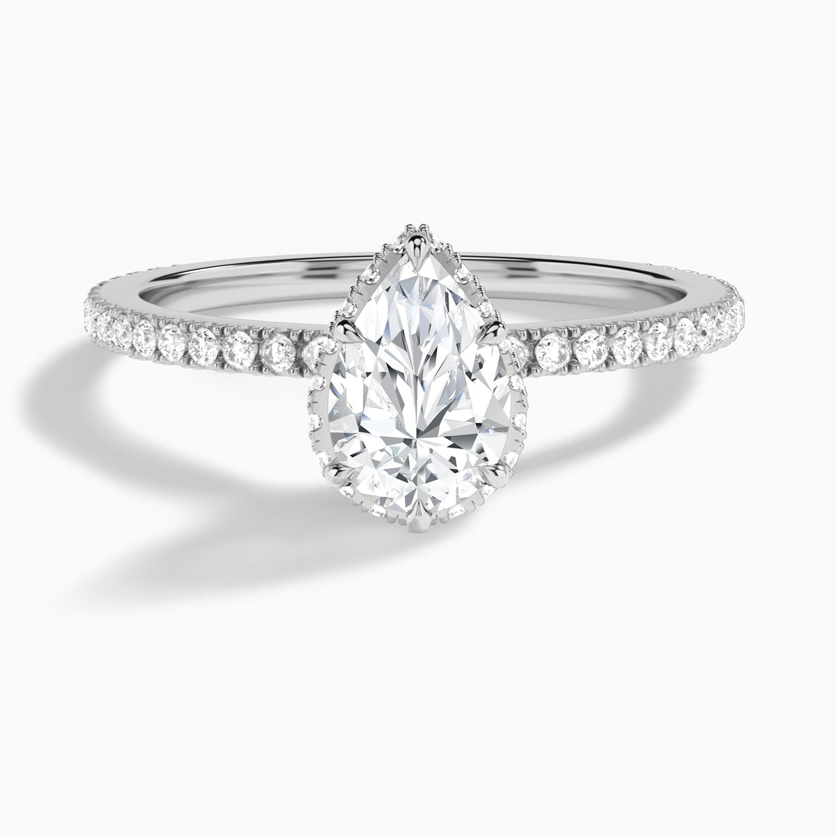 Pear Maia Pavé Lab Grown Diamond Engagement Ring In 14K White Gold - Lucenjuri