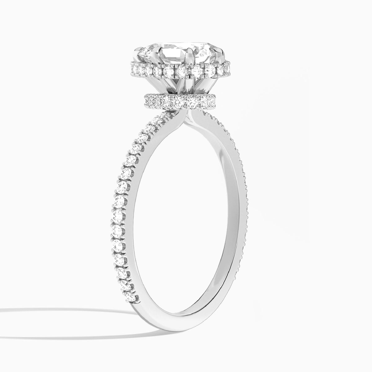 Pear Maia Pavé Lab Grown Diamond Engagement Ring In 18K White Gold, Angle View