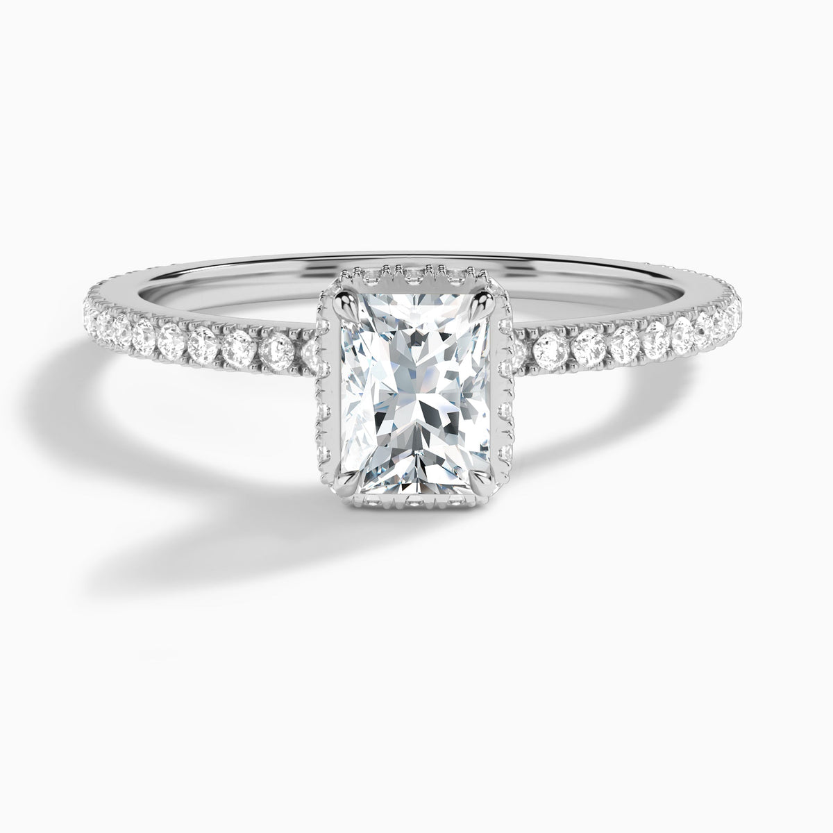 Radiant Maia Pavé Lab Grown Diamond Engagement Ring In 14K White Gold - Lucenjuri