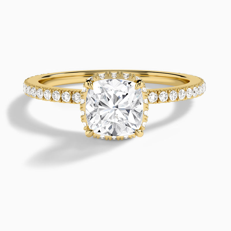 Cushion Maia Pavé Lab Grown Diamond Engagement Ring In 14K Yellow Gold - Lucenjuri